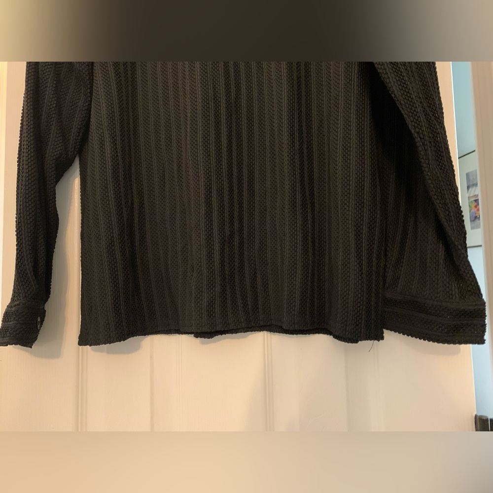 Positano Charles Lapson Men's XL Vintage Black Mesh Net Button Up Shirt Disco - Picture 11 of 11